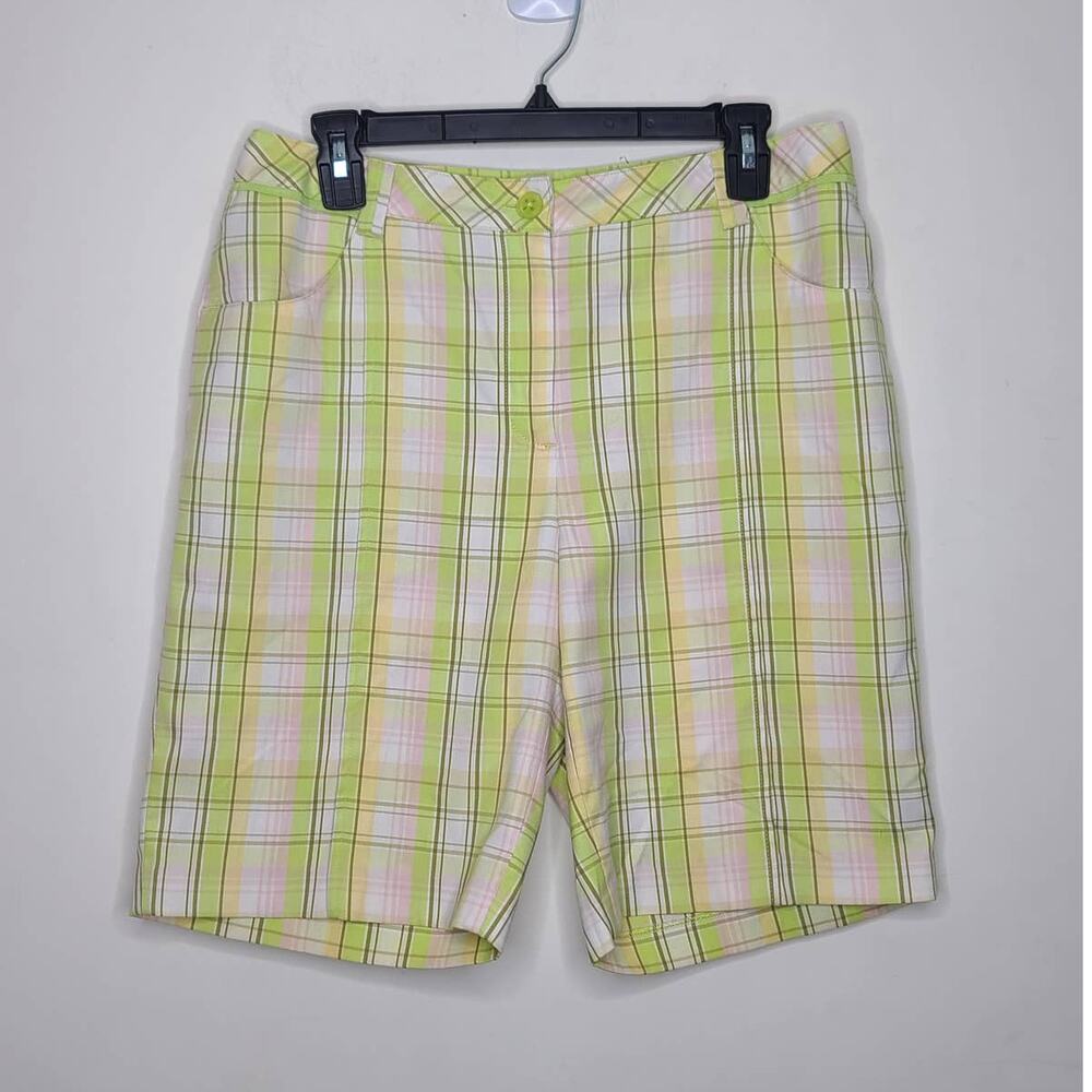 EP Pro green white pink plaid golf shorts - 10